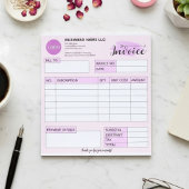 Bloc-note Custom invoice Form with Logo, Pink Small Business