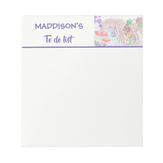 Bloc-note Custom Kids Artwork, deux mignonnes souris, fleurs (Devant)