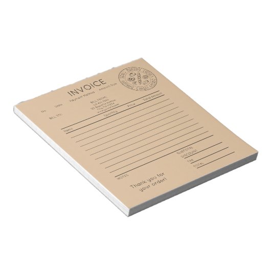 Bloc-note Custom Kraft Bakery Invoice (Incliné)