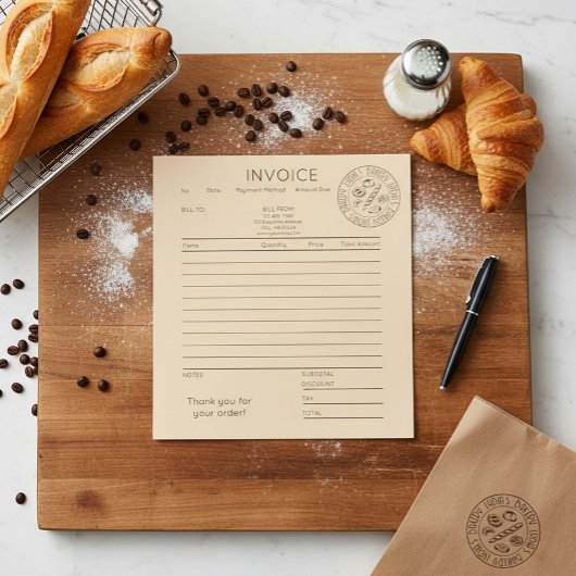 Bloc-note Custom Kraft Bakery Invoice 