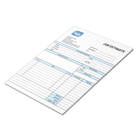 Bloc-note Custom Logo Business Job Estimate Form Notepad (Incliné)