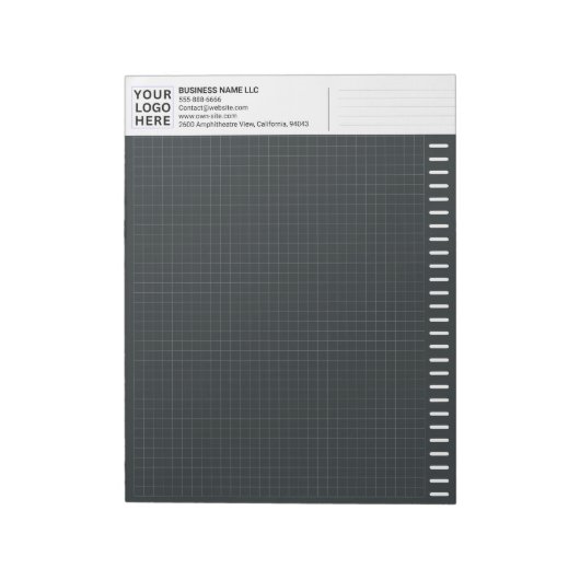 Bloc-note Custom Logo, Dark Engineering Graph Paper Grid Pad (Tourné)
