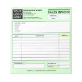 Bloc-note Custom Logo, Sales Invoice Receipt Small Business  (Devant)