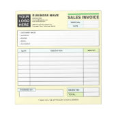 Bloc-note Custom Logo, Sales Invoice Receipt Small Business  (Devant)