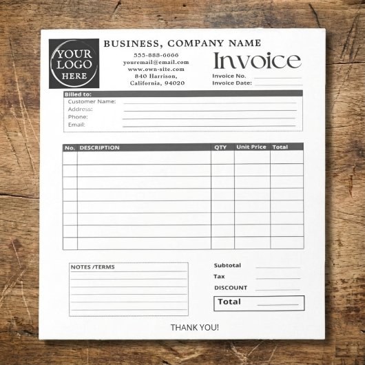 Bloc-note Custom Logo Small Business Invoice Sales Receipt N