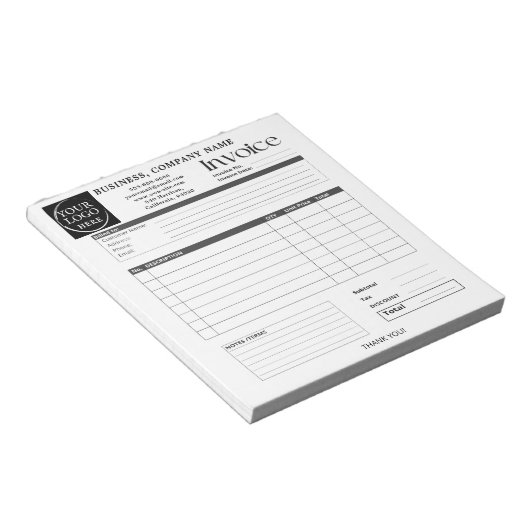 Bloc-note Custom Logo Small Business Invoice Sales Receipt N (Incliné)