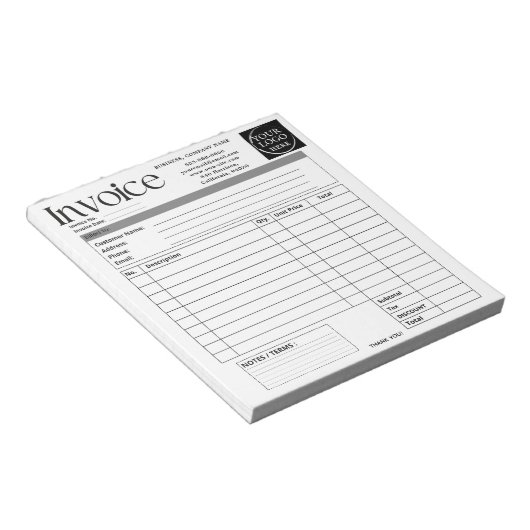 Bloc-note Custom Logo Small Business Invoice Sales Receipt O (Incliné)