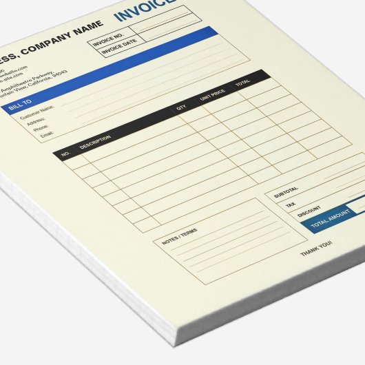 Bloc-note Custom Minimalist Business Invoice Sales Receipt