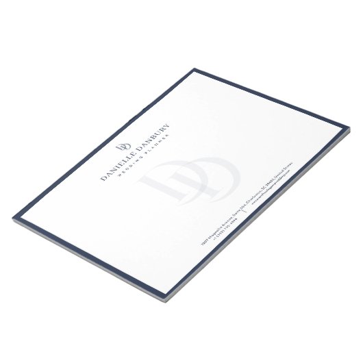 Bloc-note Custom Modern Elegant Navy Wedding Planner  (Incliné)