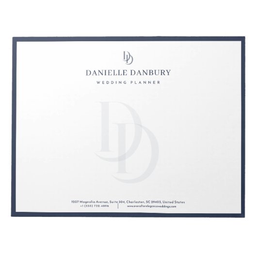 Bloc-note Custom Modern Elegant Navy Wedding Planner  (Devant)