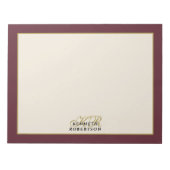Bloc-note Custom Monogram Burgundy Cream Gold Minimalist Men (Devant)