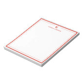 Bloc-note Custom Monogram Candy Red Border Stationery (Tourné)