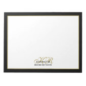 Bloc-note Custom Monogram Elegant Minimalist Black Gold Men  (Devant)