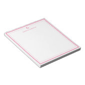 Bloc-note Custom Monogram Pink Border Stationery (Incliné)
