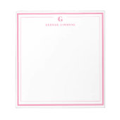 Bloc-note Custom Monogram Pink Border Stationery (Devant)