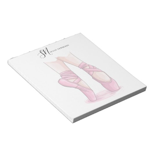 Bloc-note Custom Name and Initials Ballet Pointe Notepad (Incliné)