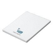 Bloc-note Custom Name Blue Whale Nautical Stripe (Tourné)