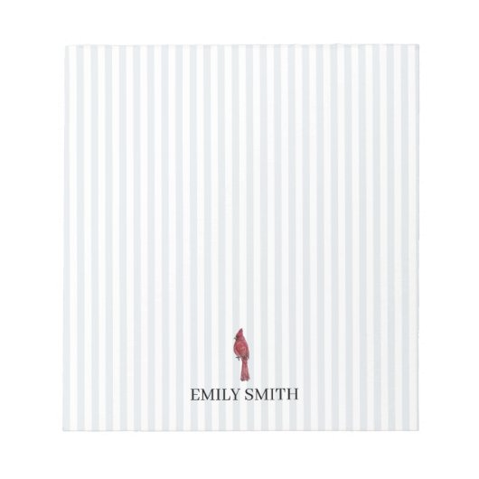 Bloc-note Custom Name Cardinal Bird Painting Stripe (Devant)