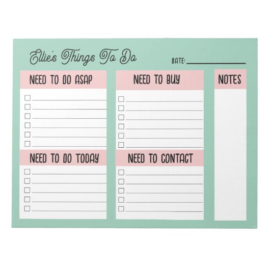 Bloc-note Custom Name Coworker Gift Check List (Devant)
