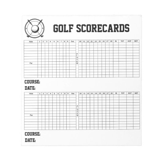 Bloc-note Custom Personalized Golf Scorecards Golfer (Devant)