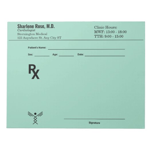 Bloc-note Custom Prescription Notepad – Editable Doctor RX  (Devant)