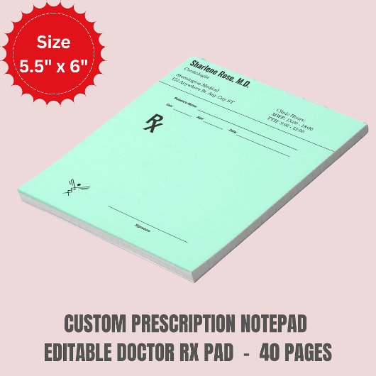 Bloc-note Custom Prescription Notepad – Editable Doctor RX