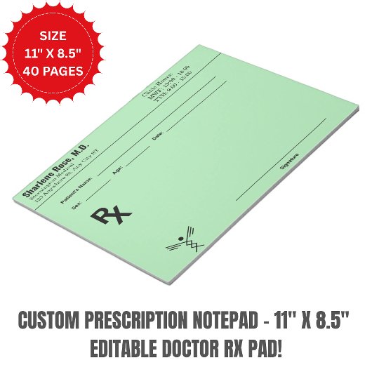 Bloc-note Custom Prescription Notepad – Editable Doctor RX 
