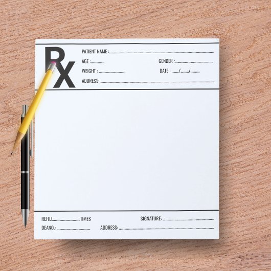 Bloc-note Custom Prescription Pad for Doctor Pharmacist Rx 