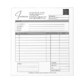 Bloc-note Custom Printable Order Form Business Logo Invoice (Devant)