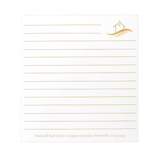 Bloc-note Custom Real Estate Company Gold House Realtor (Devant)