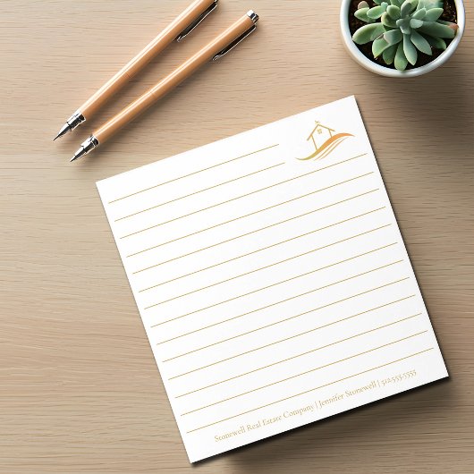 Bloc-note Custom Real Estate Company Gold House Realtor