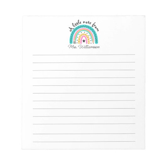 Bloc-note Custom Teacher Appreciation Rainbow with Pencil (Devant)