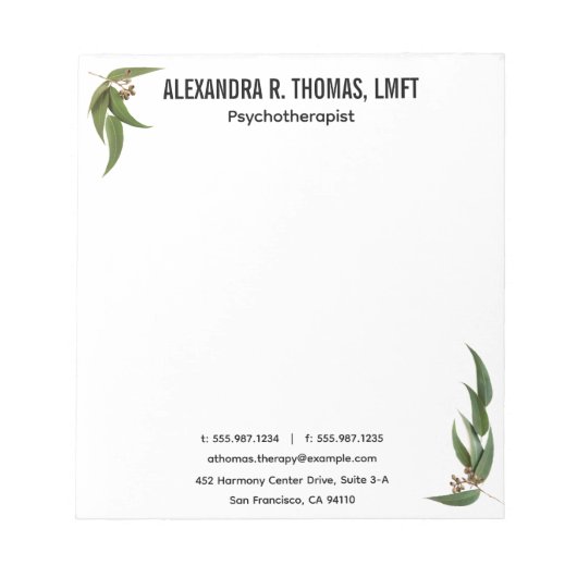 Bloc-note Custom Your  Eucalyptus Psychotherapist (Devant)