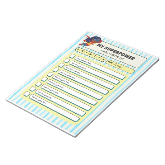 Bloc-note Customisable ADHD KIds Daily Checklist Notepad (Incliné)