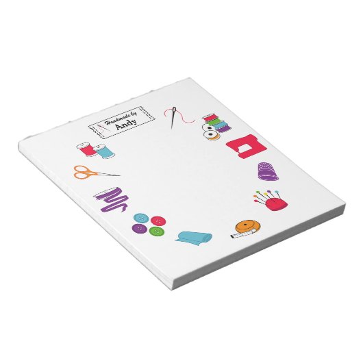 Bloc-note Customisez l'étiquette cousent juste (Incliné)