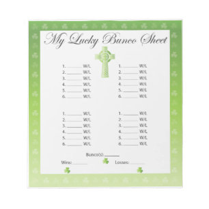 Bloc-note Customisez votre feuille/carte de Bunco