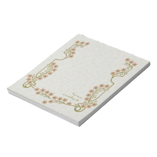Bloc-note Customizable Art Nouveau Flower frame CC0861 (Tourné)