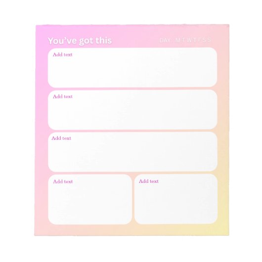 Bloc-note Customizable Daily Planning Notepad (Devant)
