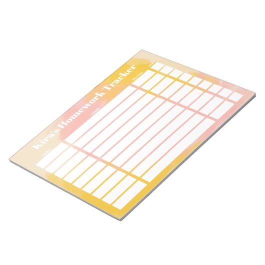 Bloc-note Customizable Homework Tracker (Incliné)