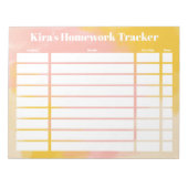 Bloc-note Customizable Homework Tracker Notepad (Devant)