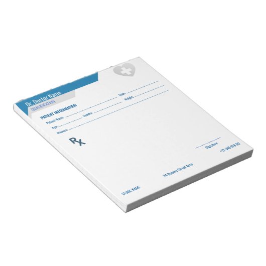 Bloc-note Customizable RX Pad for Doctors - Prescription Pad (Incliné)