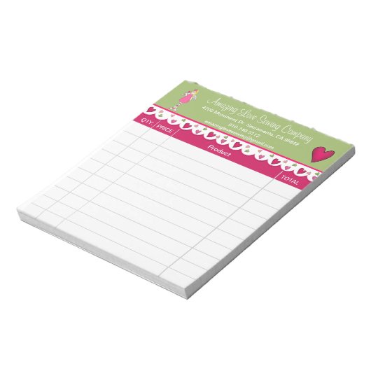 Bloc-note Cute Angel and Hearts sales receipt Notepad (Tourné)