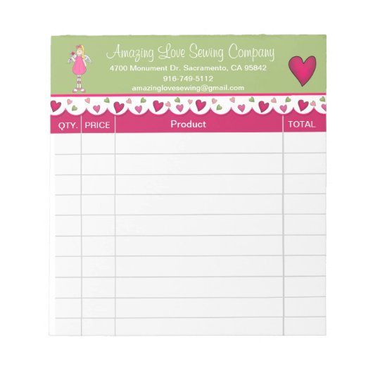 Bloc-note Cute Angel and Hearts sales receipt Notepad (Devant)