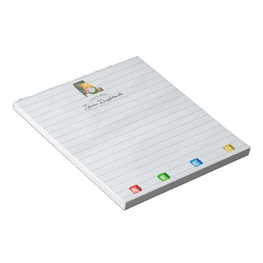 Bloc-note Cute Aquarelle Gnome Enseignant Avec Cubes ABCD (Incliné)