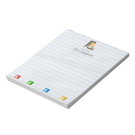 Bloc-note Cute Aquarelle Gnome Enseignant Avec Cubes ABCD (Tourné)