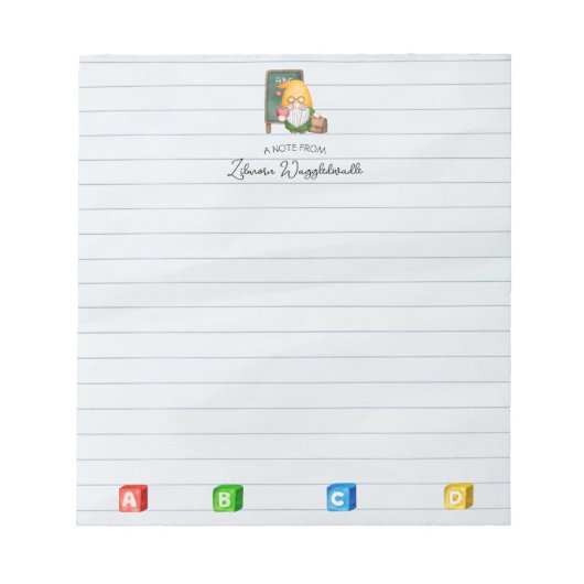 Bloc-note Cute Aquarelle Gnome Enseignant Avec Cubes ABCD (Devant)