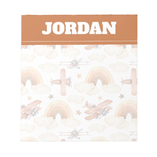 Bloc-note Cute aquarelle Rainbow Motif d'avion (Devant)