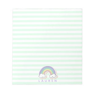 Bloc-note Cute arc-en-ciel - Mint Green Striped Kids