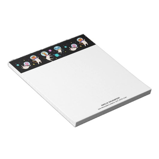 Bloc-note Cute astronaute Animaux flottant dans l'espace (Incliné)