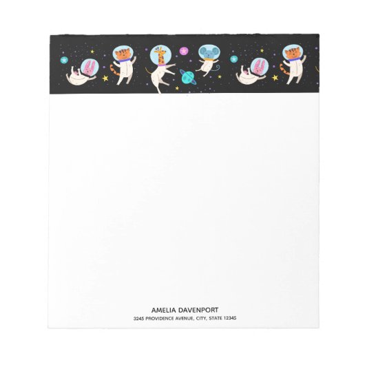 Bloc-note Cute astronaute Animaux flottant dans l'espace (Devant)